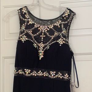 Navy and purple beaded prom dress from Windsor